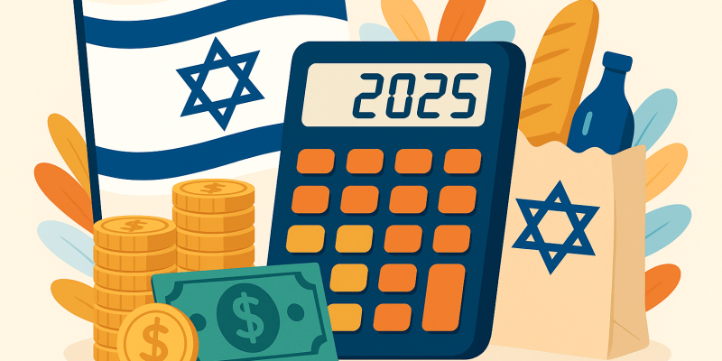Illustration du coût de la vie en Israël en 2025 – logement, alimentation, transport et budget